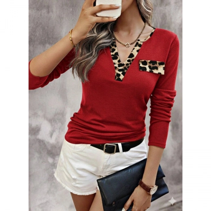 Kadın Uzun Kollu V Yakalı Kaşkorse Bluz
