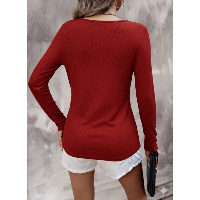 Kadın Uzun Kollu V Yakalı Kaşkorse Bluz