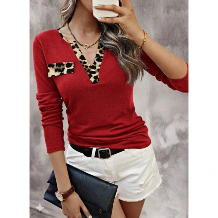 Kadın Uzun Kollu V Yakalı Kaşkorse Bluz