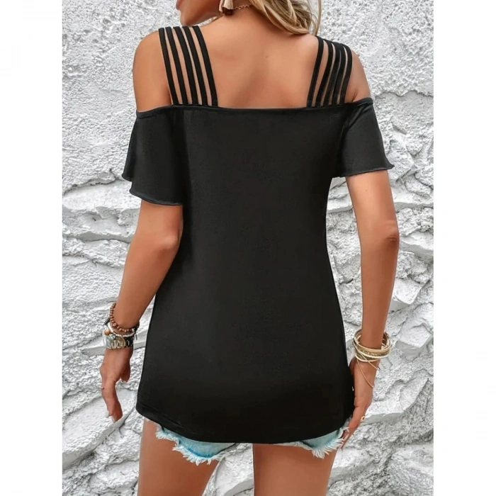 Kadın Kısa Kollu Beş Askılı Viskon Bluz