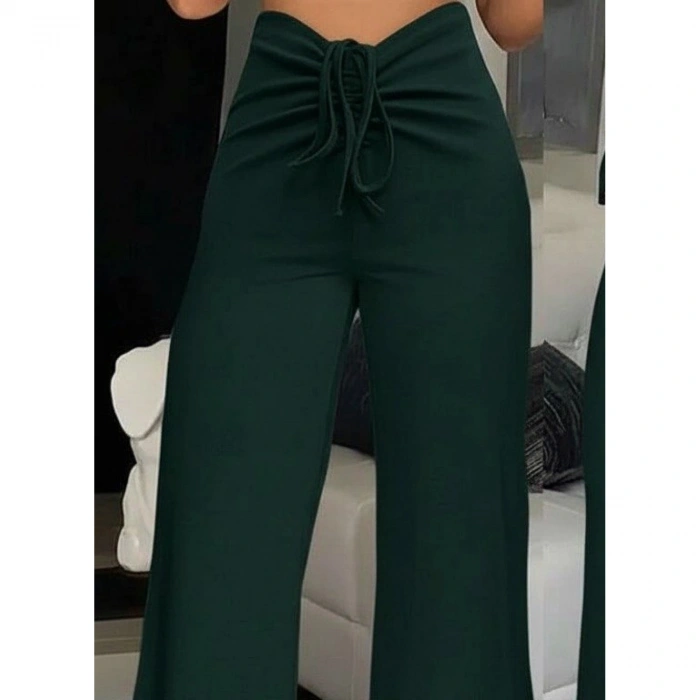 Kadın Yüksek Bel önden Büzgülü Ispanyol Ithal Krep Pantolon