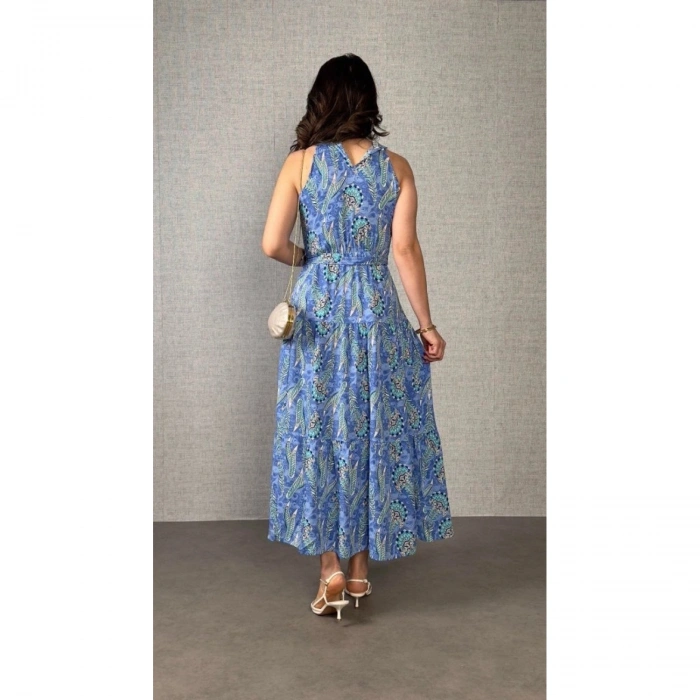 Kadın Omuzlardan Açık Boyundan Geçmeli Desenli Süprem Bluz