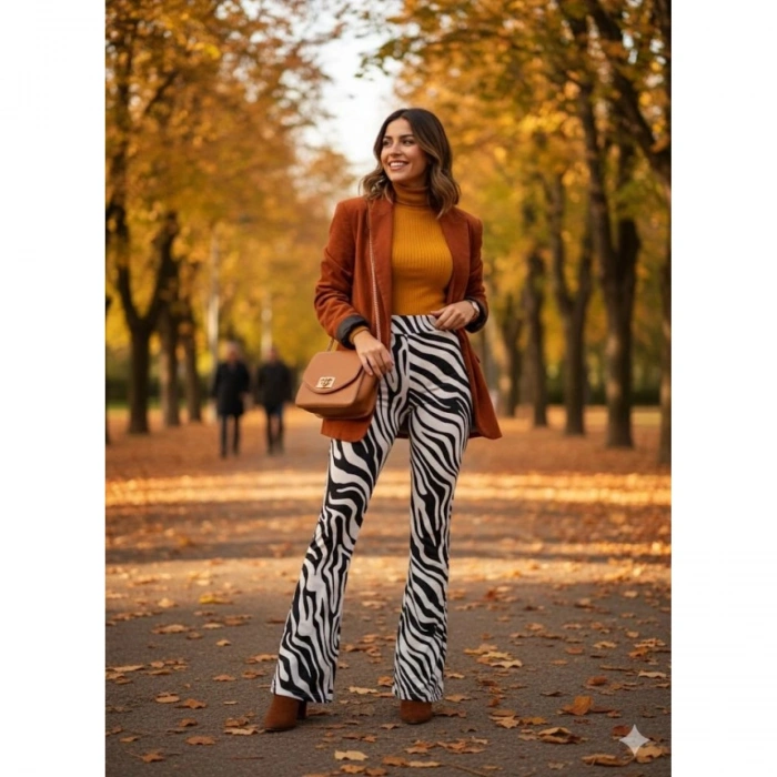 Kadın Yüksek Bel Krep Kumaş Bol Paça Pantolon