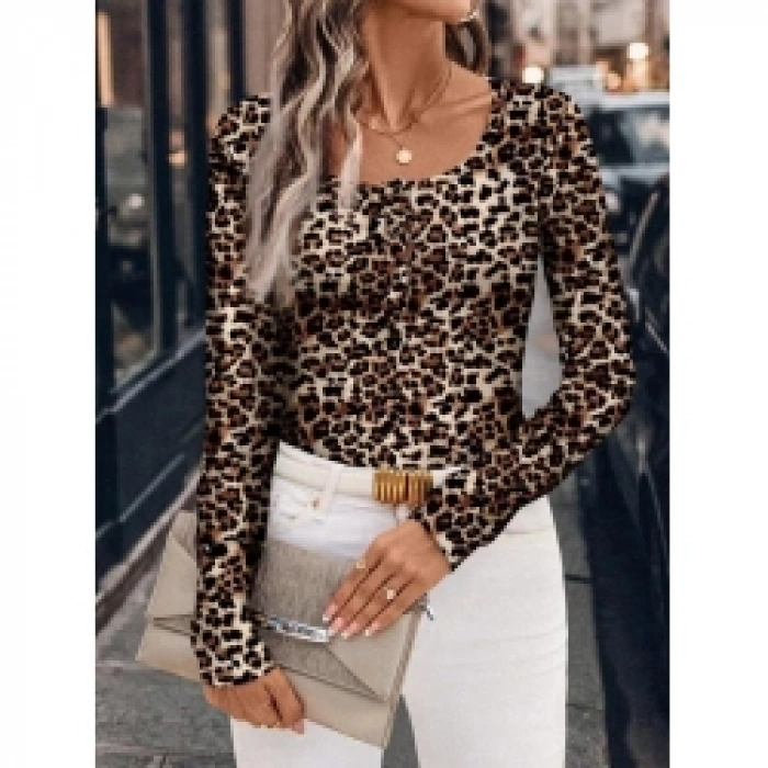 Kadın Uzun Kollu Kruvaze Yakalı Dantelli Kısa Viskon Bluz