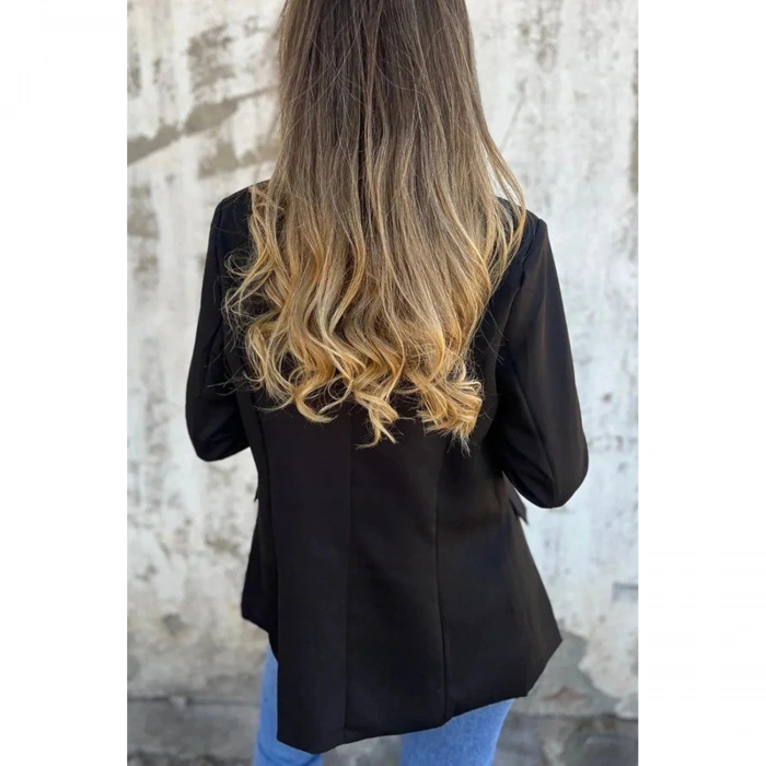 Kadın Uzun Kollu Yakalı önü Açık Leopar Desen Detaylı Astarlı Atlas Ceket