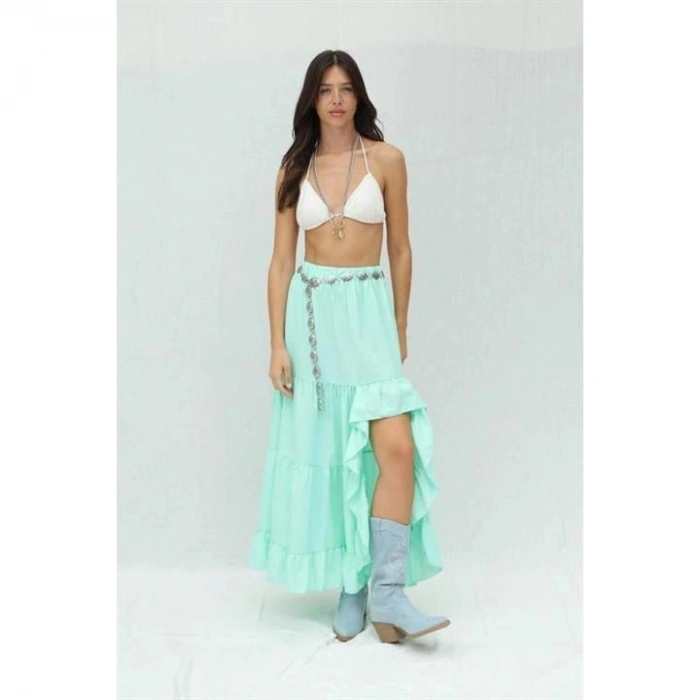 Audrey Fıfrlı Yırtmaç Detay Etek 4037