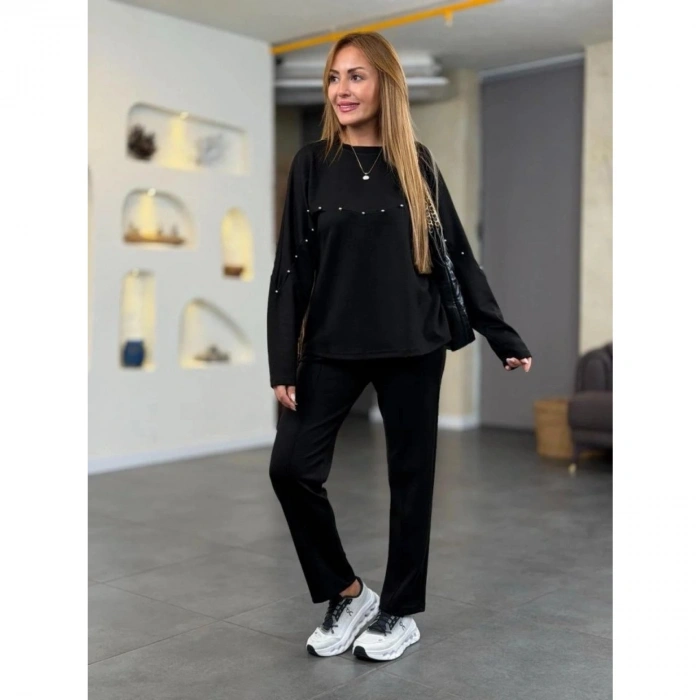 Kadın Inci Detay Modal Kumaş Ikili Takım