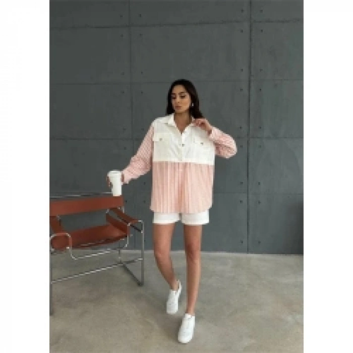 GABARDİN ŞORT - GABARDİN - ÇİZGİLİ KETEN GARNİLİ CEKET TAKIM - Orange