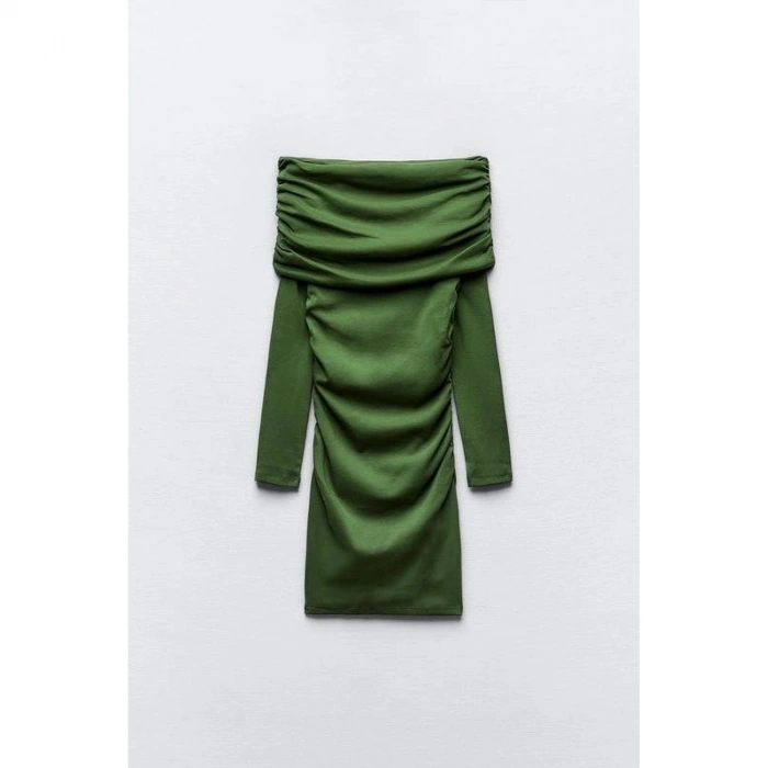 Kadın Madonna Mendil Yaka Fırsat ürün Büzgülü Mini Elbise