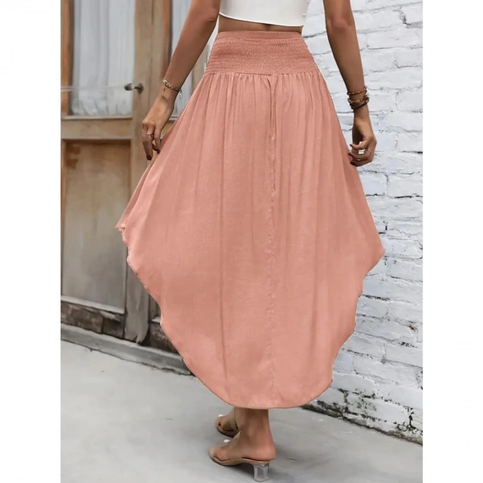 Kadın Yüksek Bel Belden Bağlamalı Asimetrik Kesim Detaylı Sandy Etek