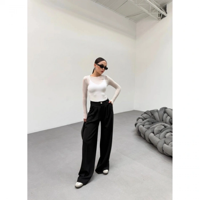 230 Gr Poly Viscose Full Lycra Pi̇leli̇ Palazzo Pantolon