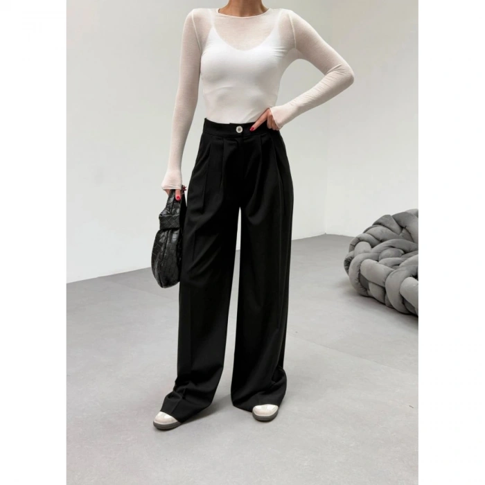 230 Gr Poly Viscose Full Lycra Pi̇leli̇ Palazzo Pantolon