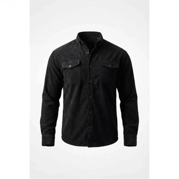 Erkek Uzun Kollu Cepli Kadife Gömlek