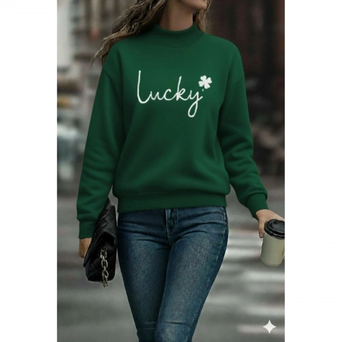 Kadın Uzun Kollu Bisiklet Yaka Viskon Iki Iplik Bluz