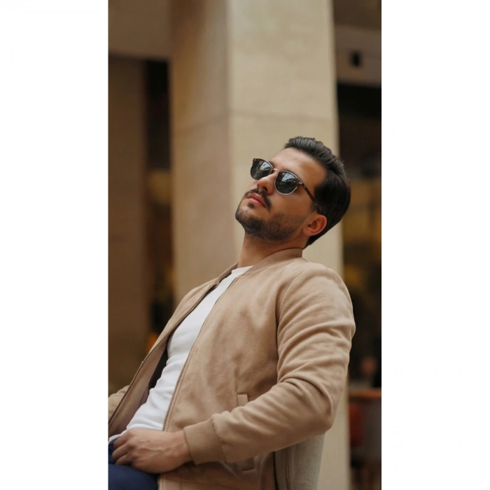 Erkek Scuba Süet Kumaş Bomber Hırka