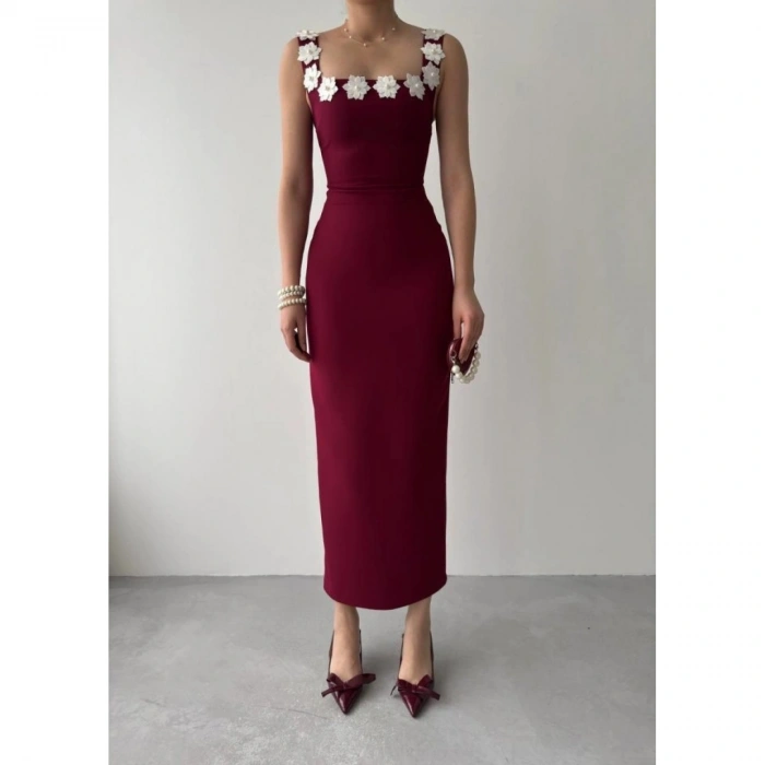 Mıng Çiçek Detaylı Elbise