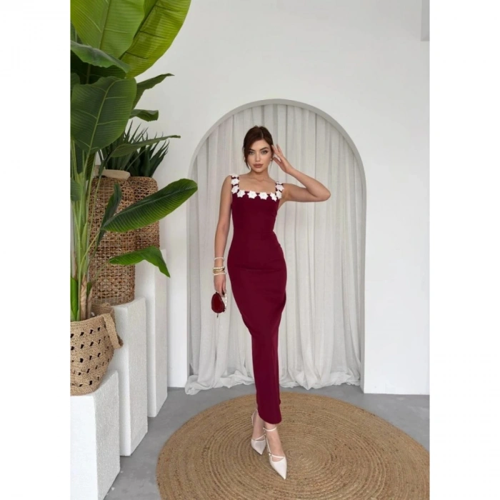 Mıng Çiçek Detaylı Elbise