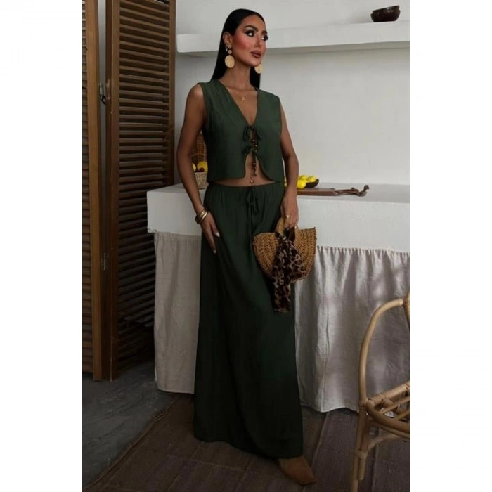 Yelek Önden Bağlamalı Uzun Etekli Takım 10192