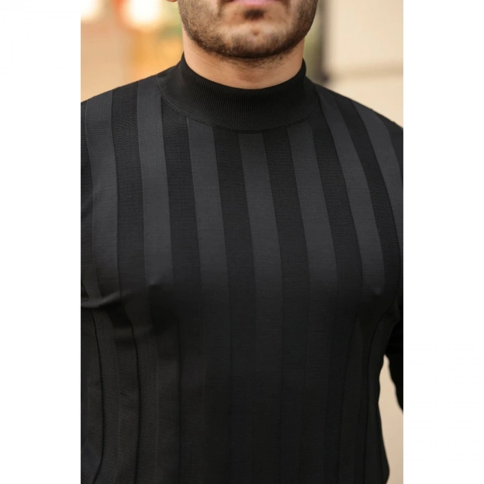 Erkek Yarım Balıkçı Yaka Kabartma Desenli Triko