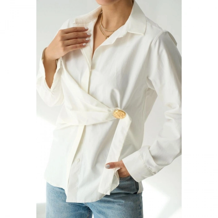 Bağlamalı Gömlek - Ekru
