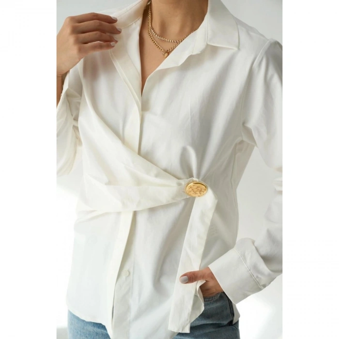 Bağlamalı Gömlek - Ekru