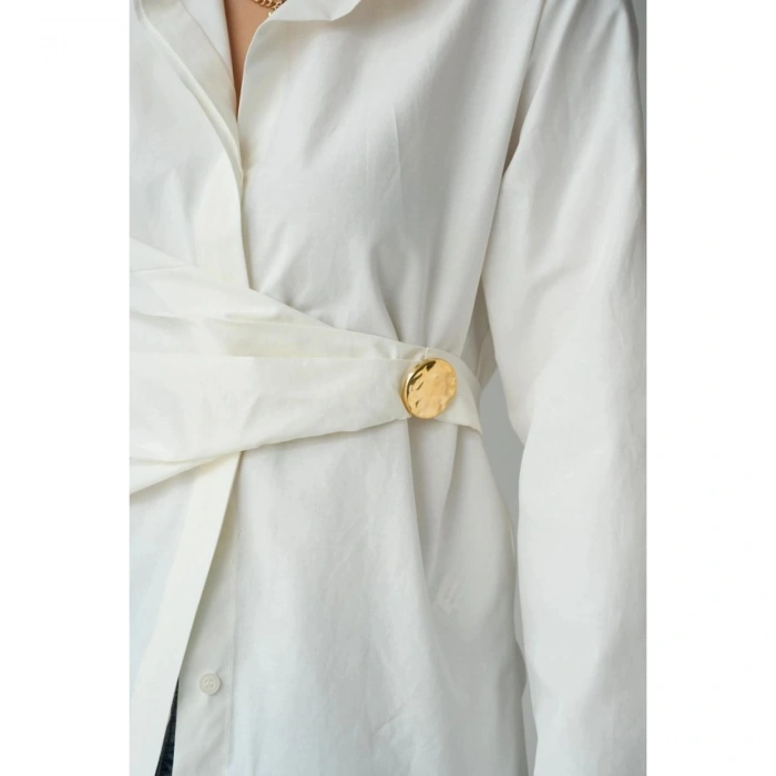 Bağlamalı Gömlek - Ekru