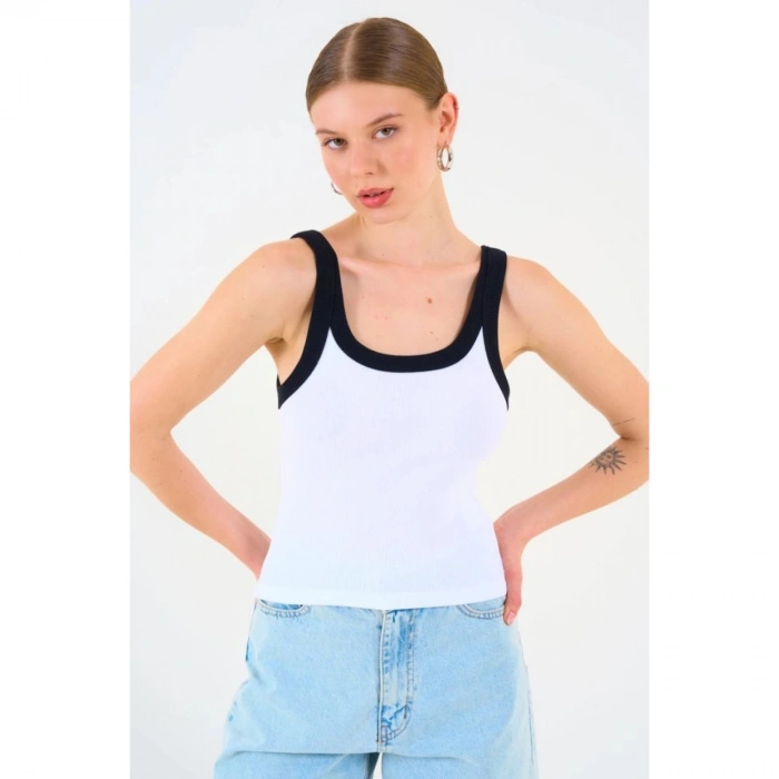 İki Renkli Atlet - Beyaz-Siyah