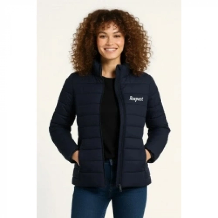 Mikro Su İtici Kapitone Baskılı Astarlı Fermuarlı Bomber Mont - Lacivert