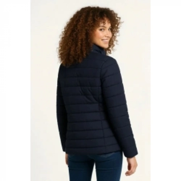 Mikro Su İtici Kapitone Baskılı Astarlı Fermuarlı Bomber Mont - Lacivert