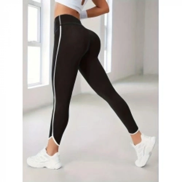 Kadın Yüksek Bel Yan şerit Detaylı Dalgıç Tayt