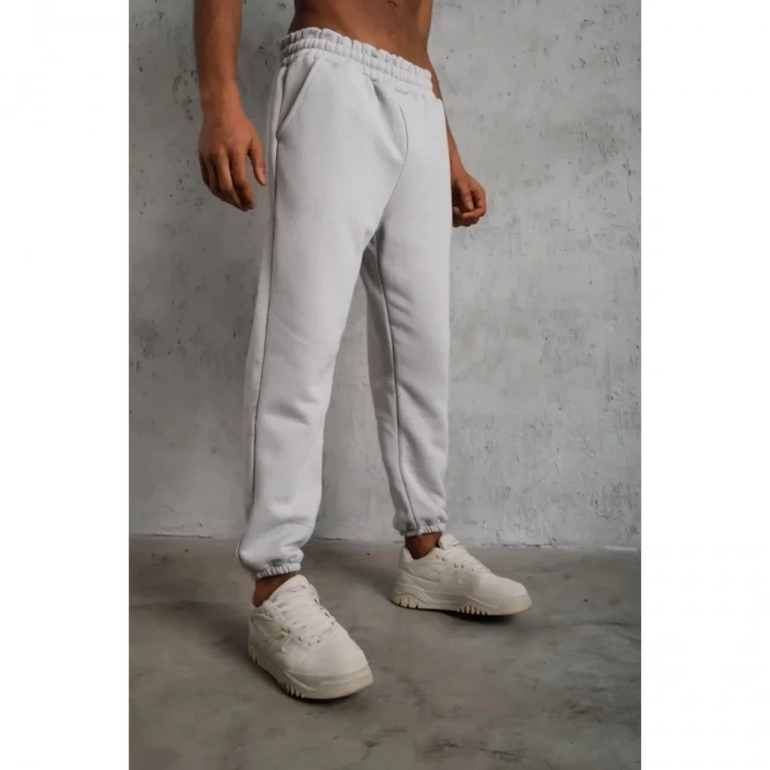 Erkek Üç İplik Alt Eşofman Lastikli - Gri