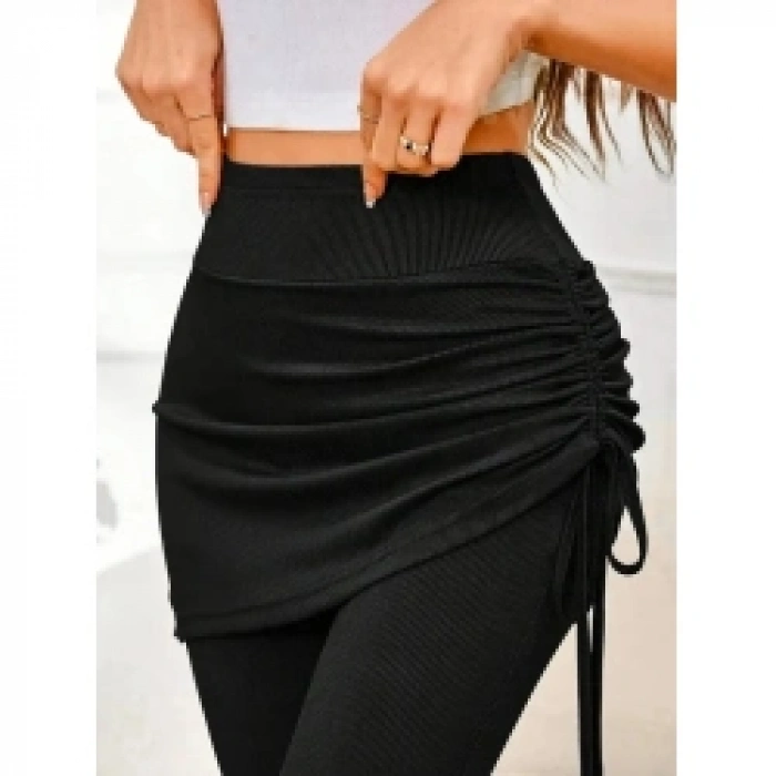 Kadın Yüksek Bel Yandan Büzgülü Alttan Uzun Kaşkorse Tayt Etek
