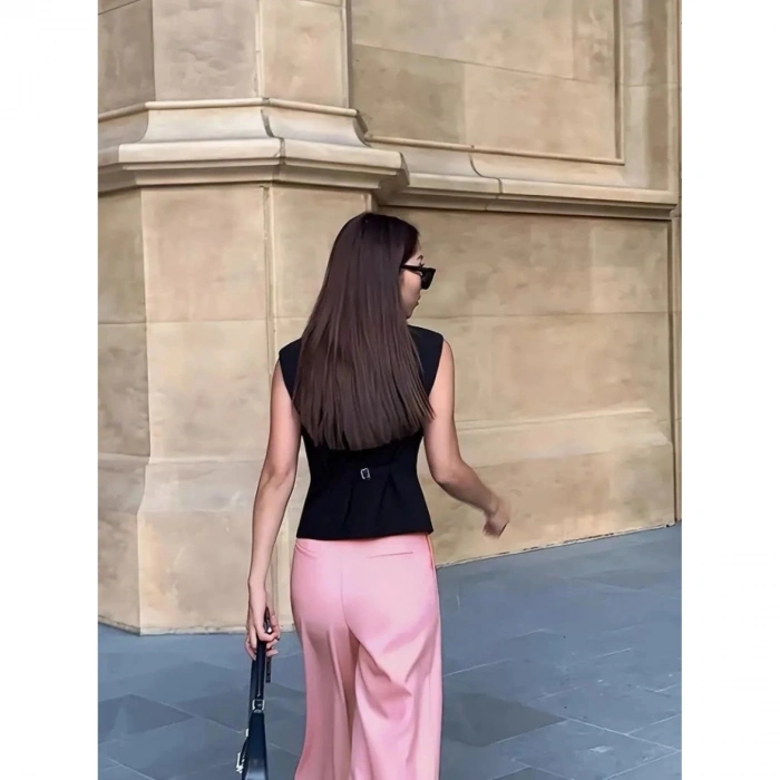 Kadın Sıfır Kollu önden Düğmeli Atlas Yelek