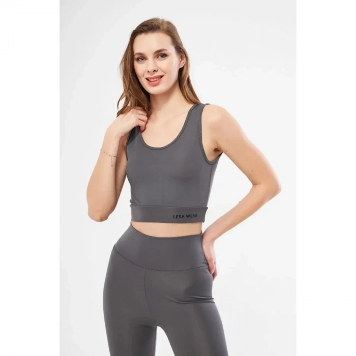 Kolsuz Dalgiç Baskılı Crop - Füme