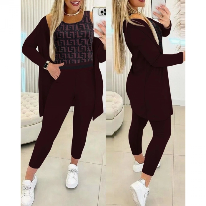 Kadın Uzun Kollu Krep üçlü Takım