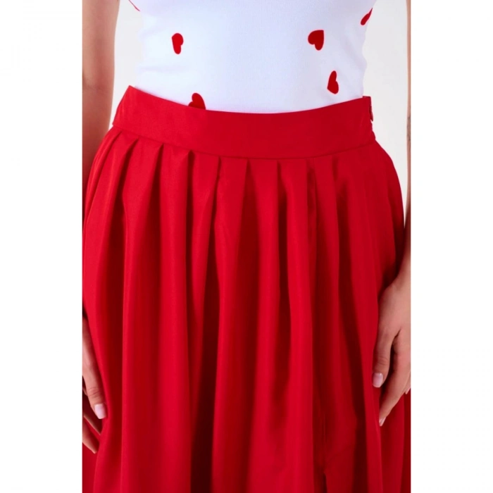Yırtmaçlı Etek - Kırmızı