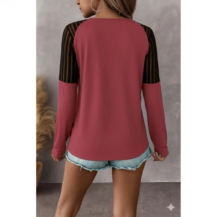 Kadın Uzun Kollu Yakadan Fermuarlı Viskon Bluz