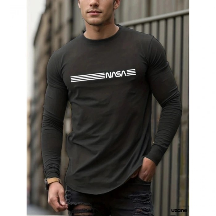 Erkek Uzun Kollu Bisiklet Yaka Viskon Sweat