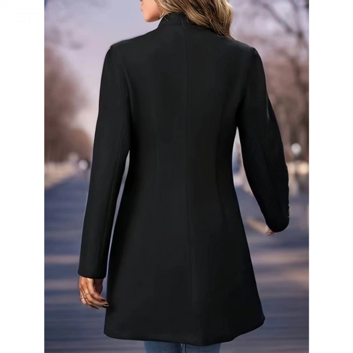 Kadın Uzun Kollu Hakim Yakalı önden Düğmeli Ithal Kaşe Astarsız Kısa Kaban