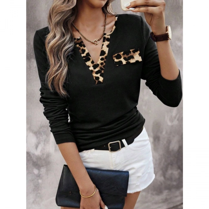 Kadın Uzun Kollu V Yakalı Kaşkorse Bluz