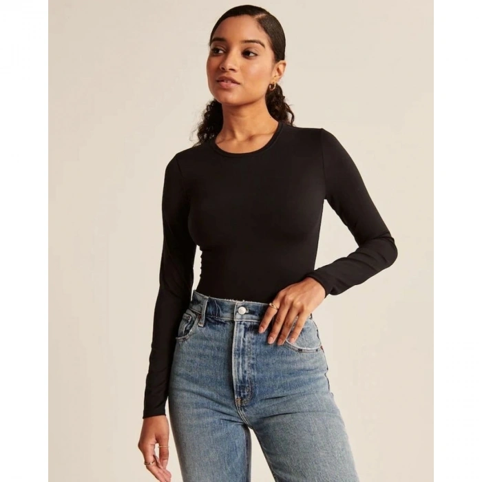 Kadın Uzun Kollu Bisiklet Yaka Süprem Bluz