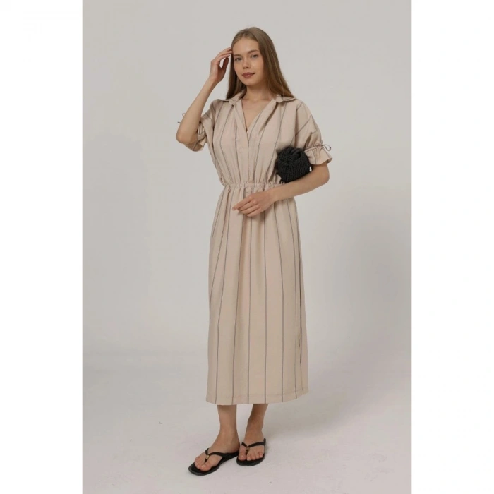 Beli Lastikli Elbise - Pembe