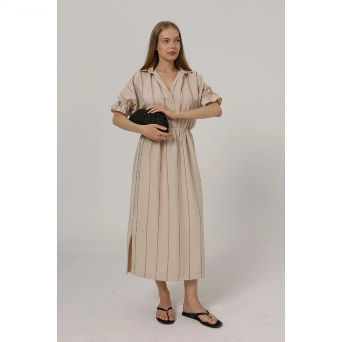 Beli Lastikli Elbise - Pembe