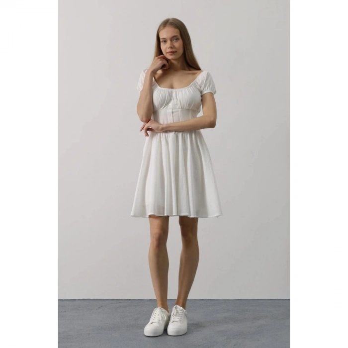 Beli Korseli Mini Elbise - Fuşya