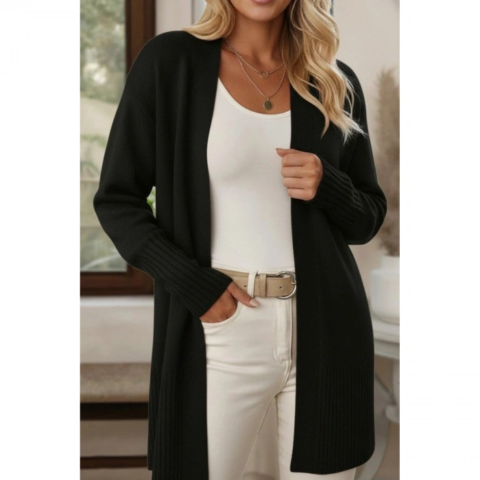 Kadın Uzun Kollu önü Açık Triko Hırka