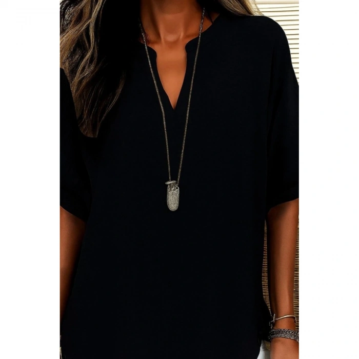 Kadın Kısa Kollu V Yakalı Aerobin Bluz