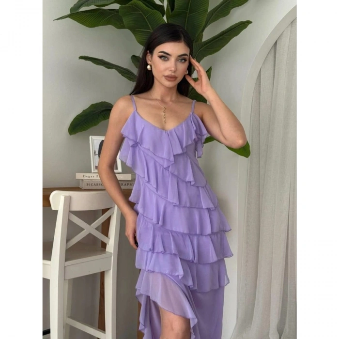 Ples Yırtmaç Detaylı Elbise