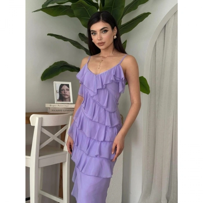 Ples Yırtmaç Detaylı Elbise