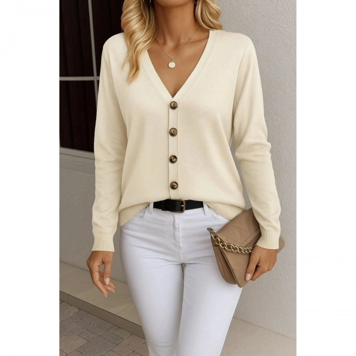 Kasın Uzun Kollu önü Düğmeli Kısa Hırka