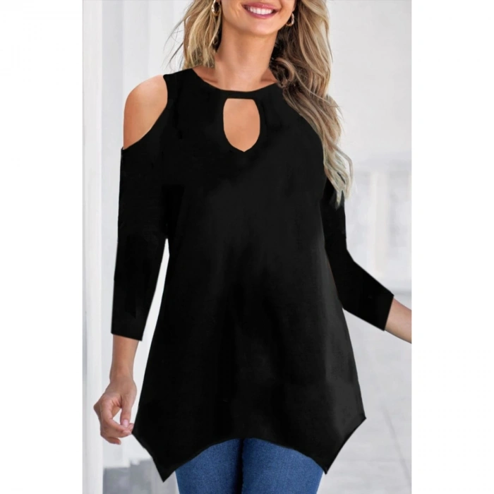 Kadın Uzun Kollu Omuz Ve Göğüs Dekolte Detay Viskon Bluz